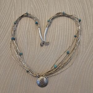 Vintage Carolyn Pollack 18" Liquid Sterling Silver Necklace w/Turquoise Beads